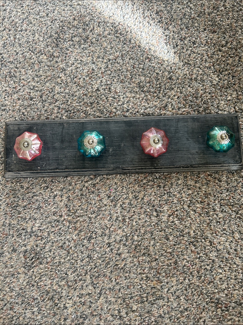 Decorative Glass Knob Wall Hook Rack - Pink & Teal